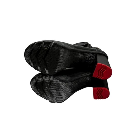 Sorel Black Red Rubber Block Heel Ankle Boots Medina 7 Goth Grunge Whimsigoth - Picture 12 of 16